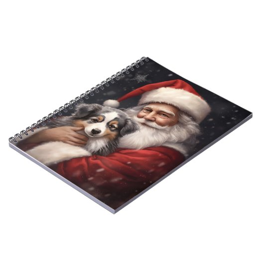 オーストラリアのシェパードとサンタクロースのクリスマス ノートブック (左側)