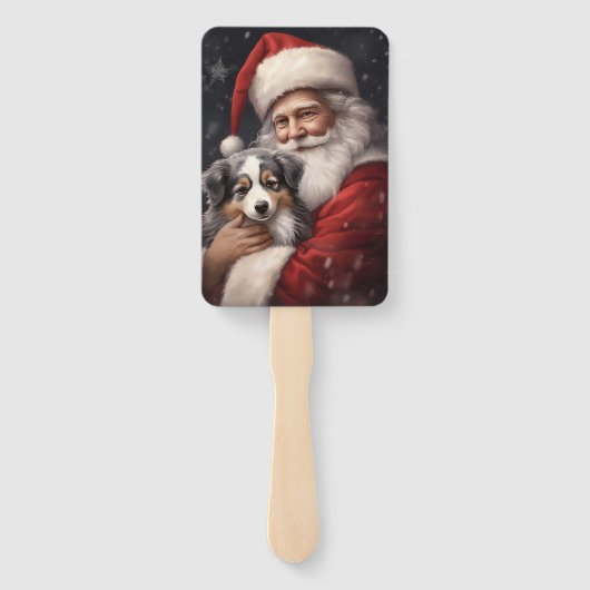 オーストラリアのシェパードとサンタクロースのクリスマス ハンドファン (裏面)