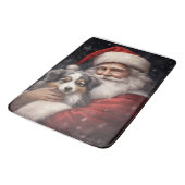 オーストラリアのシェパードとサンタクロースのクリスマス バスマット (アングル)