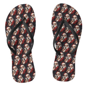 オーストラリアのシェパードとサンタクロースのクリスマス ビーチサンダル