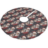 オーストラリアのシェパードとサンタクロースのクリスマス ブラッシュドポリエステルツリースカート (アングル)