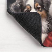 オーストラリアのシェパードとサンタクロースのクリスマス マウスパッド (コーナー)