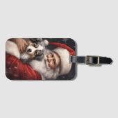 オーストラリアのシェパードとサンタクロースのクリスマス ラゲッジタグ (正面横)