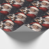 オーストラリアのシェパードとサンタクロースのクリスマス ラッピングペーパー (角)
