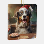 オーストラリアのシェパードのクリスマス・クッキー・ホリデー セラミックオーナメント (右)