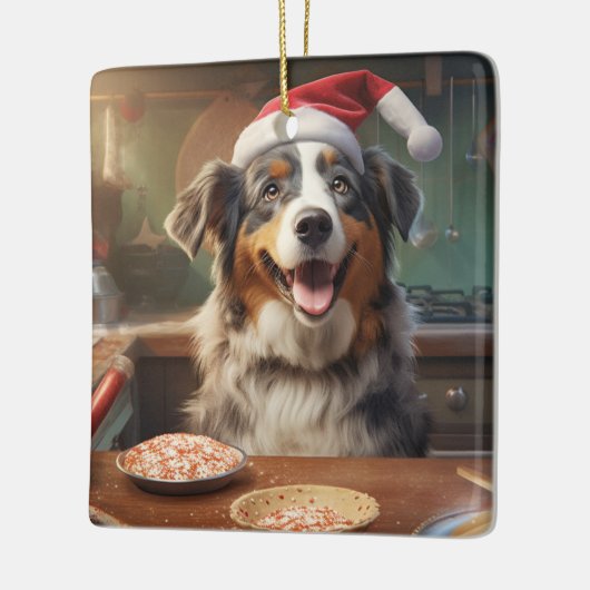 オーストラリアのシェパードのクリスマス・クッキー・ホリデー セラミックオーナメント (左)
