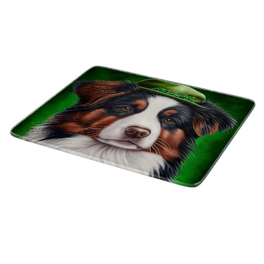 オーストラリアのシェパード犬で聖パトリックの日のドレス カッティングボード (角)