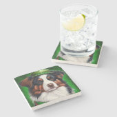 オーストラリアのシェパード犬で聖パトリックの日のドレス ストーンコースター (横)