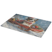 オーストラリアのシェパード犬のスレッジクリスティマス カッティングボード (角)