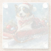 オーストラリアのシェパード犬のスレッジクリスティマス ガラスコースター (裏面)