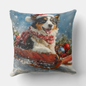 オーストラリアのシェパード犬のスレッジクリスティマス クッション (裏面)