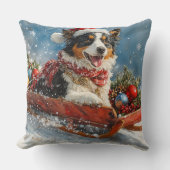 オーストラリアのシェパード犬のスレッジクリスティマス クッション (正面)