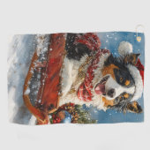 オーストラリアのシェパード犬のスレッジクリスティマス ゴルフタオル (横)