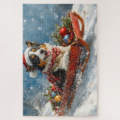 オーストラリアのシェパード犬のスレッジクリスティマス ジグソーパズル (縦)