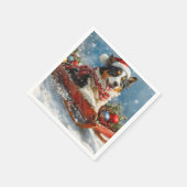 オーストラリアのシェパード犬のスレッジクリスティマス スタンダードカクテルナプキン (角)