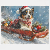 オーストラリアのシェパード犬のスレッジクリスティマス フリースブランケット (正面(横))