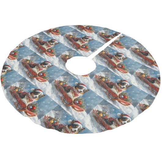 オーストラリアのシェパード犬のスレッジクリスティマス ブラッシュドポリエステルツリースカート (アングル)