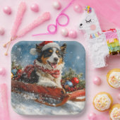 オーストラリアのシェパード犬のスレッジクリスティマス ペーパープレート (パーティー)