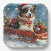 オーストラリアのシェパード犬のスレッジクリスティマス ペーパープレート (正面)