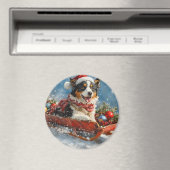 オーストラリアのシェパード犬のスレッジクリスティマス マグネット (インサイチュ (食洗機))