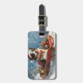 オーストラリアのシェパード犬のスレッジクリスティマス ラゲッジタグ (正面縦)