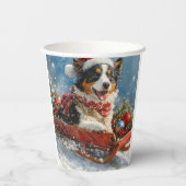 オーストラリアのシェパード犬のスレッジクリスティマス 紙コップ (裏面)