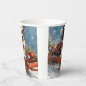 オーストラリアのシェパード犬のスレッジクリスティマス 紙コップ (左)