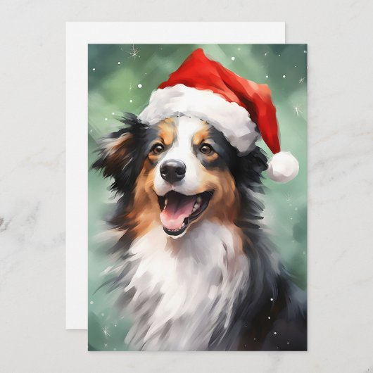 オーストラリアのシェパード絵を描クリスマスブラシ シーズンカード (正面/裏面)