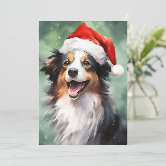 オーストラリアのシェパード絵を描クリスマスブラシ シーズンカード (スタンド正面)