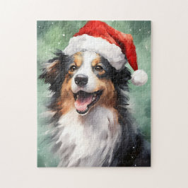 オーストラリアのシェパード絵を描クリスマスブラシ ジグソーパズル