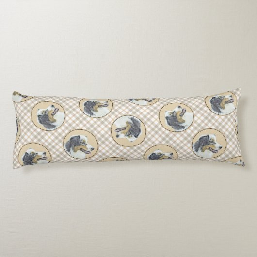 オーストラリアのシェパード絵を描ブラック・トリの犬アート ボディピロー (裏面)