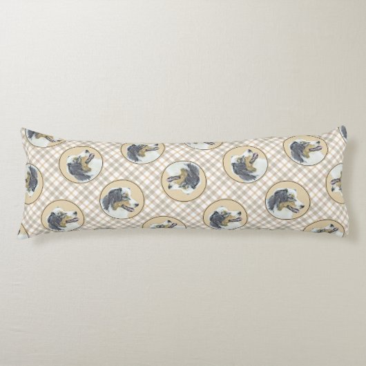 オーストラリアのシェパード絵を描ブラック・トリの犬アート ボディピロー (正面)