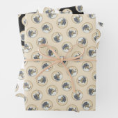 オーストラリアのシェパード絵を描ブラック・トリの犬アート ラッピングペーパーシート (インサイチュ)