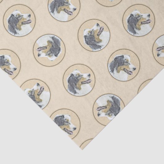 オーストラリアのシェパード絵を描ブラック・トリの犬アート 薄葉紙 (詳細)