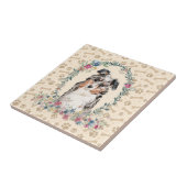 オーストラリアのシェパード・ドッグポーがフローラかわいい タイル (側面)