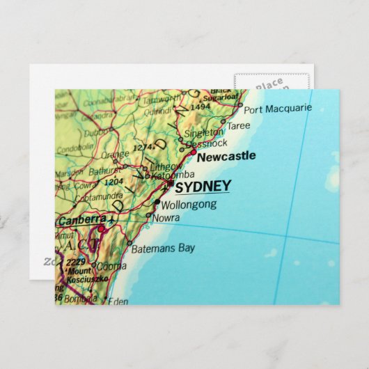 オーストラリアのシドニーシティの地図 ポストカード (正面/裏面)
