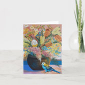 オーストラリアのシロガシラバトと野の花のカード サンキューカード (正面)