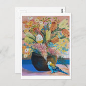 オーストラリアのシロガシラバトと野の花のカード ポストカード (正面/裏面)