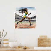 オーストラリアのスプリンターウォーターカラーアートプリント ポスター (キッチン)