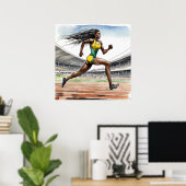 オーストラリアのスプリンターウォーターカラーアートプリント ポスター (ホームオフィス)