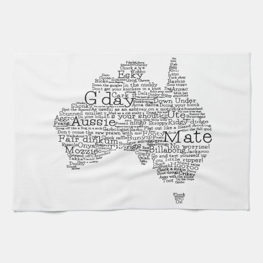 オーストラリアのスラング地図 キッチンタオル (横)