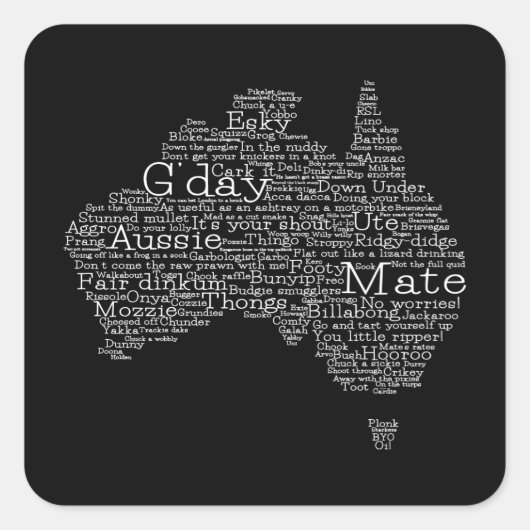 オーストラリアのスラング地図 スクエアシール (正面)