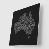 オーストラリアのスラング地図 スクエア壁時計 (傾斜)