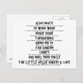 オーストラリアのスラング ポストカード (正面/裏面)