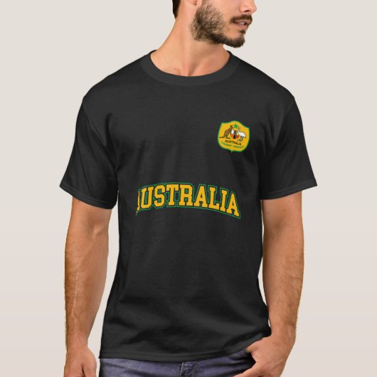 オーストラリアのチームスポーツサッカーオーストラリア国旗のジャージ Tシャツ (正面)