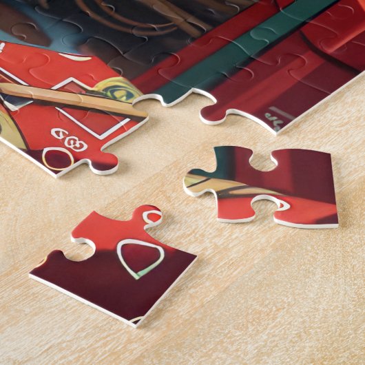 オーストラリアのテリアとクリスマスプレゼント暖炉 ジグソーパズル (側面)