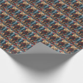 オーストラリアのテリアとクリスマスプレゼント暖炉 ラッピングペーパー (角)