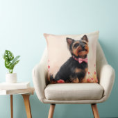 オーストラリアのテリアとバラ – バレンタインデー クッション (椅子)