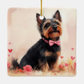 オーストラリアのテリアとバラ – バレンタインデー セラミックオーナメント (裏面)