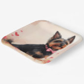 オーストラリアのテリアとバラ – バレンタインデー ペーパープレート (傾斜あり)